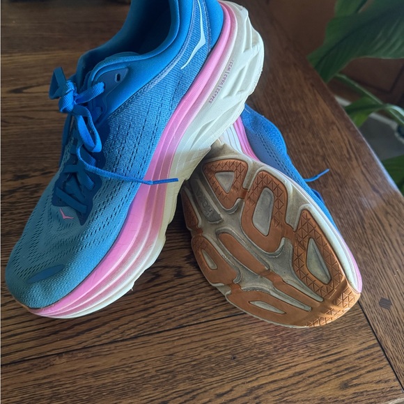 Hoka Women's Vibrant Blue and Pink Athletic Shoes - Picture 11 of 12